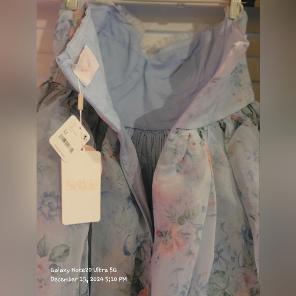 NWT Free People x Selkie 'French Corset Puff Dress' in Blue Floral - Picture 5 of 11